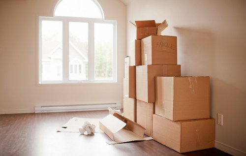Student removal service in Shepherds Bush with boxes and furniture ready for loading