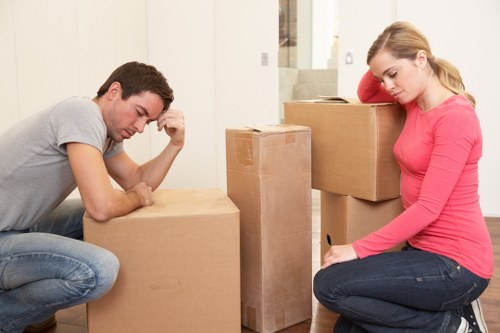 Organised packing boxes ready for a move in Shepherds Bush