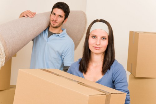 Packed boxes loaded into a removal van for West London move